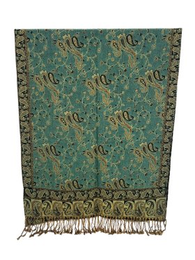 Small Paisley Scarf Teal Green