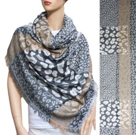 Leopard Section Pattern Scarf Grey Leopard Section Pattern Scarf Grey