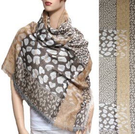 Leopard Section Pattern Scarf Brown Leopard Section Pattern Scarf Brown