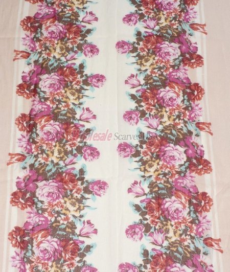 (image for) Premium Floral Print Scarf S0102 Pink