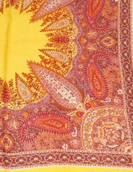 (image for) Premium Wool Blend Print Scarf S0136 Yellow