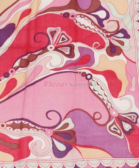 (image for) Premium Wool Blend Print Scarf S0148 Red