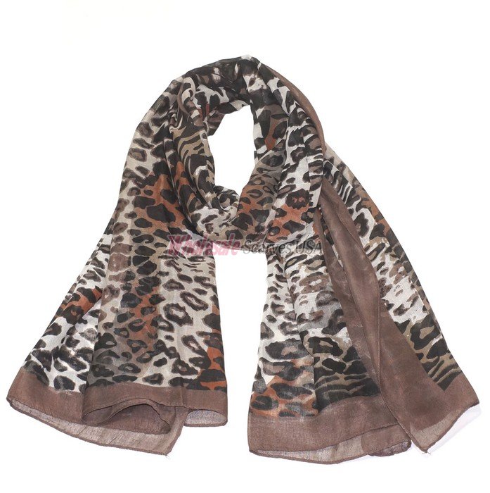 (image for) Premium Leopard Print Scarf S0070 Brown