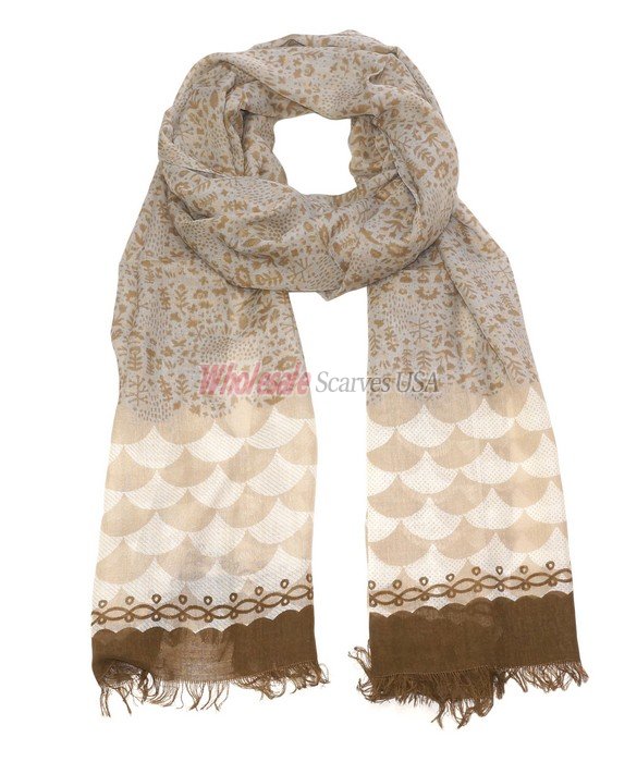 (image for) Premium Modal Print Scarf S0085 Brown