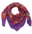 (image for) Premium Wool Blend Print Scarf S0135 Purple