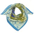 (image for) Premium Wool Blend Print Scarf S0137 Blue