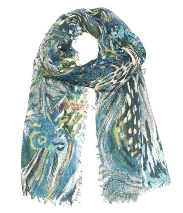 (image for) Premium Pattern Print Scarf S0138 Green