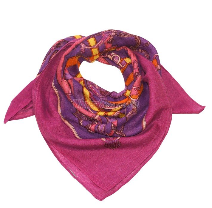 (image for) Premium Wool Blend Print Scarf S0139 Hot Pink