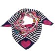(image for) Premium Wool Blend Print Scarf S0145 Navy