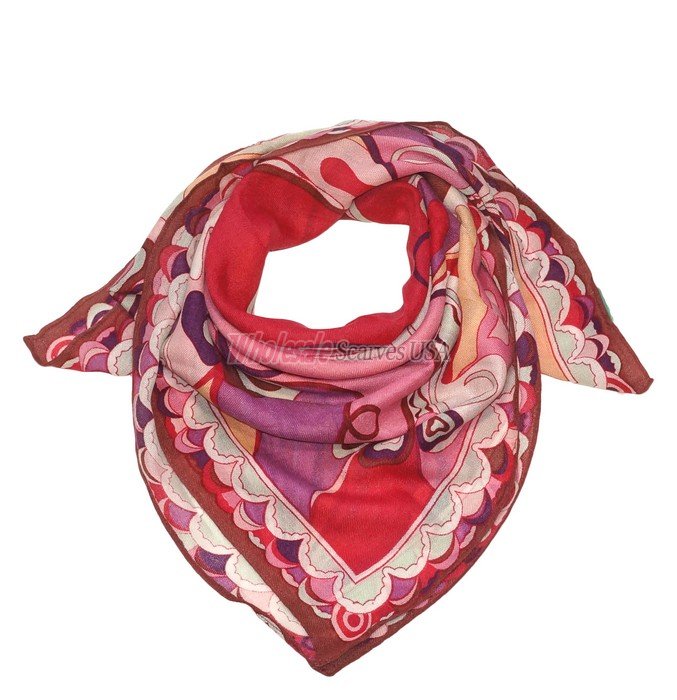 (image for) Premium Wool Blend Print Scarf S0148 Red
