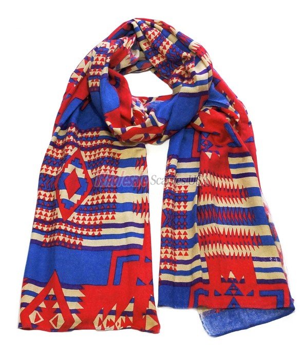 (image for) Premium Strip Print Scarf S0158 Red