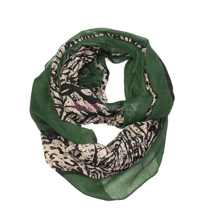 (image for) Premium Infinity Print Scarf S0180 Green