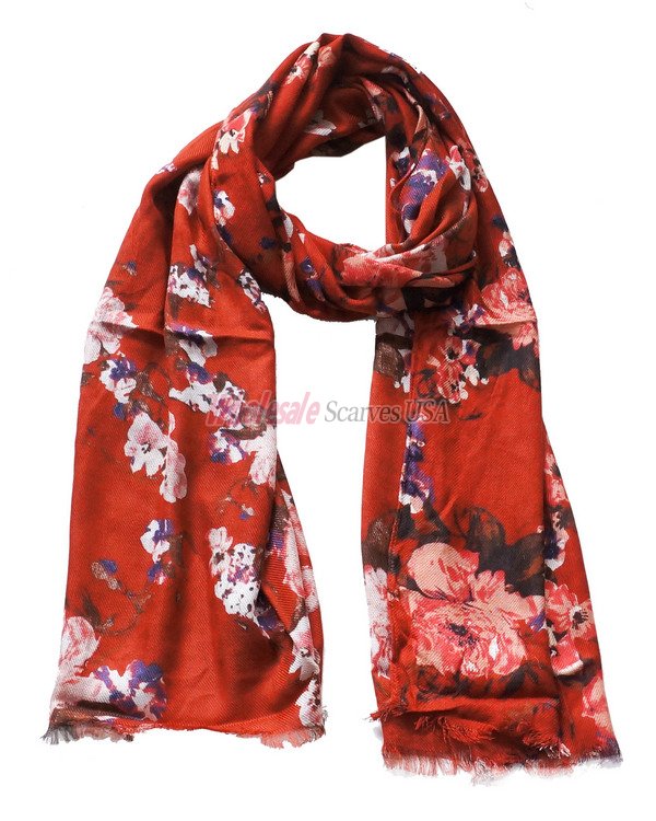 (image for) Premium flower print scarf #s0609-1