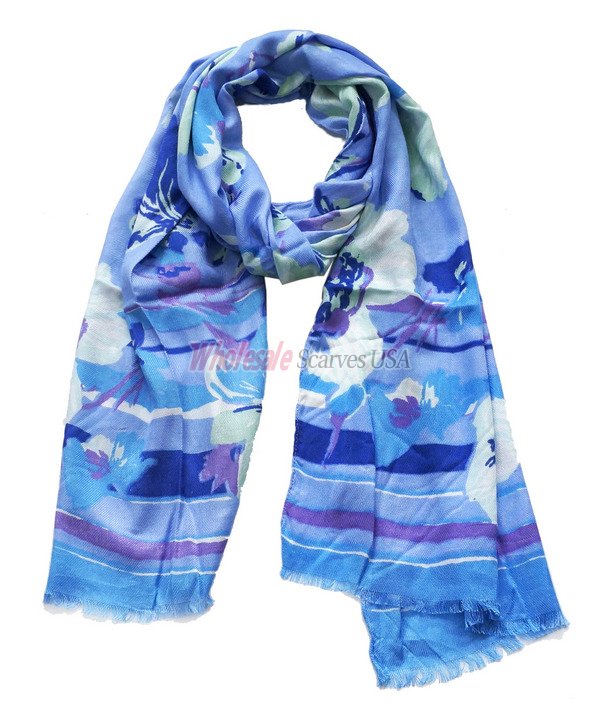 (image for) Premium flower print scarf #s0629-1