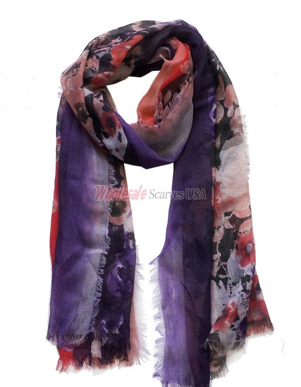 (image for) Premium flower print scarf #s0674-1