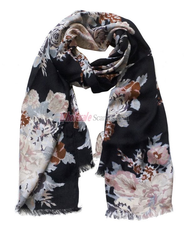 (image for) Premium flower print scarf #s0679-1