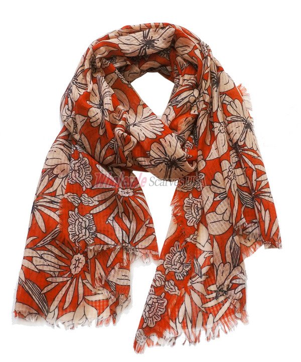 (image for) Premium flower print scarf #s0686-1