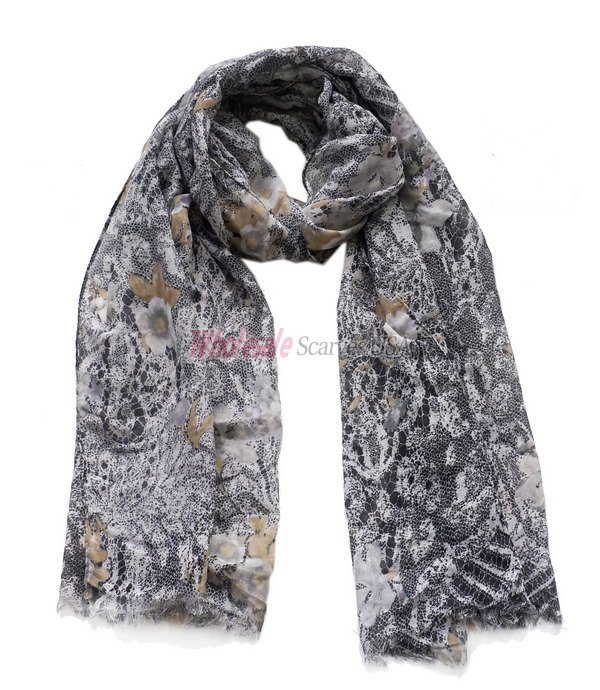 (image for) Premium flower print scarf #s0715-1