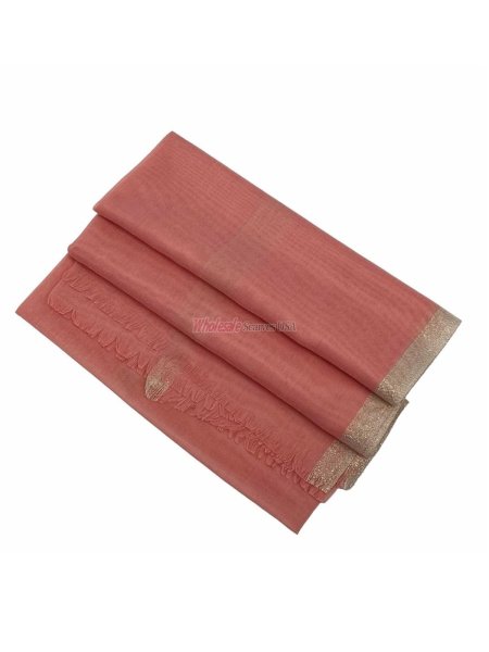 (image for) Gold Zari Border Shawl 12-pack Coral