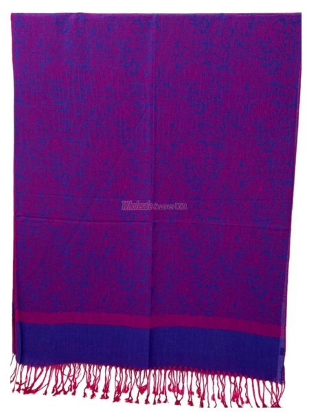 (image for) Paisley Jacquard Shawl Blue/Pink