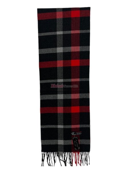 (image for) Cashmere Feel Plaid Scarf 12-pack Black/Red/Grey