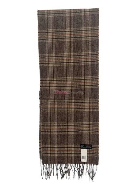 (image for) Woven Plaid Cashmere Feel Scarf 12-pack Taupe C22-1