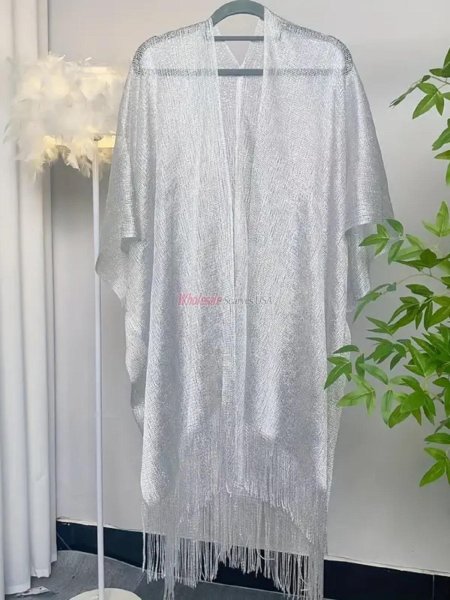 (image for) Glitter Tassel Shawl Silver