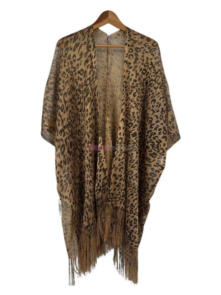 (image for) Leopard Glitter Tassel Shawl Gold