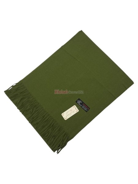 (image for) Woven Plain Scarf Olive Green