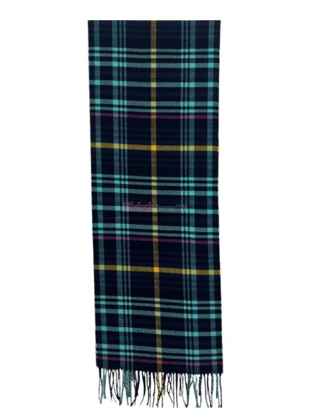 (image for) Cashmere Feel Plaid Scarf 12-pack Navy/Teal/Yellow/Purple