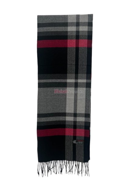 (image for) Cashmere Feel Plaid Scarf 12-pack Black/Grey/Red