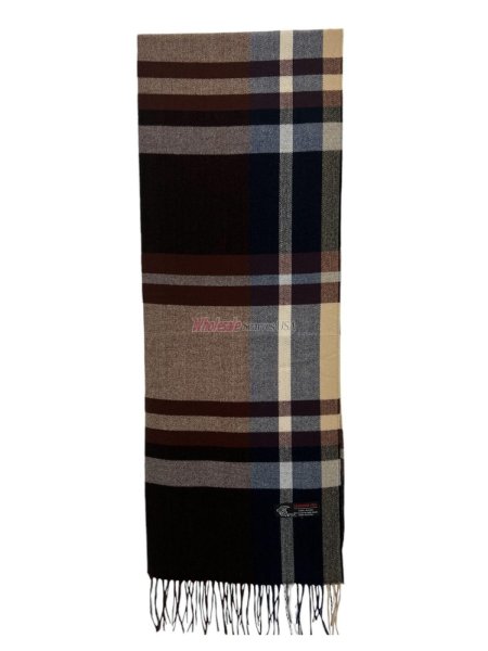 (image for) Cashmere Feel Plaid Scarf 12-pack Brown/Black/Navy/White