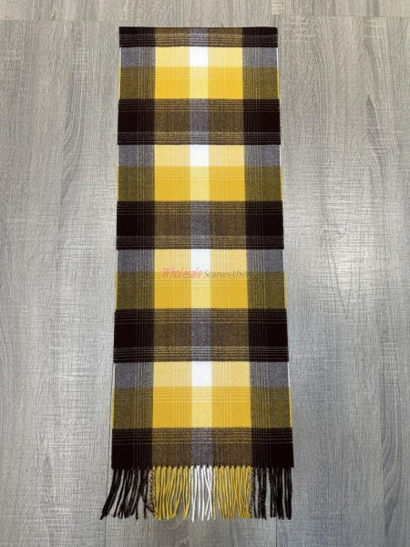 (image for) Cashmere Feel Plaid Scarf 12-pack Yellow/Brown/White