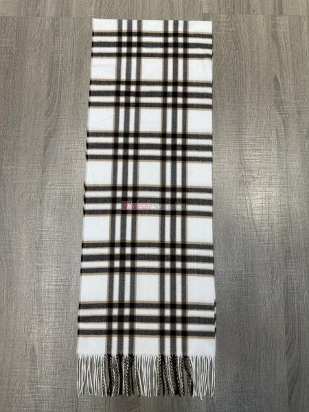 (image for) Cashmere Feel Plaid Scarf 12-pack White/Beige/Black