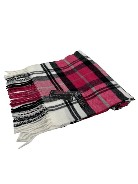 (image for) Plaid Cashmere Feel Scarf 12-pack White/Black/pink