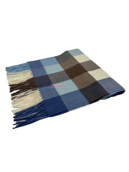 (image for) Plaid Cashmere Feel Scarf 12-pack Coffee CSW29 Blue/White/Brown