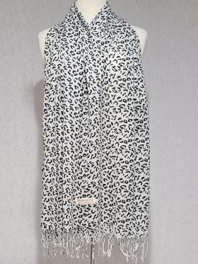 Leopard Print Scarf Black/White