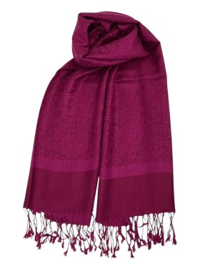 Paisley Jacquard Shawl Dark Cerise