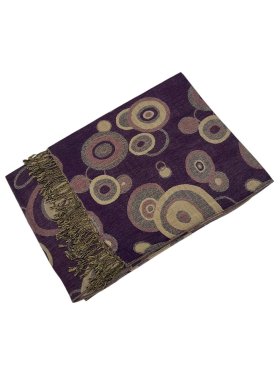 Circle Design Scarf Purple / Beige