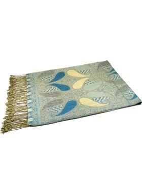 Beautiful Paisley Pashmina Turquoise/Grey/Yellow