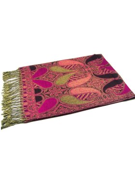 Beautiful Paisley Pashmina Fuchsia/Black