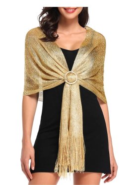 Sparkling Metallic Shawls and Wraps Champagne