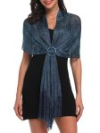 Sparkling Metallic Shawls and Wraps Navy Silver