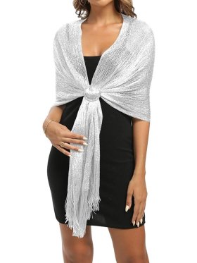 Sparkling Metallic Shawls and Wraps White