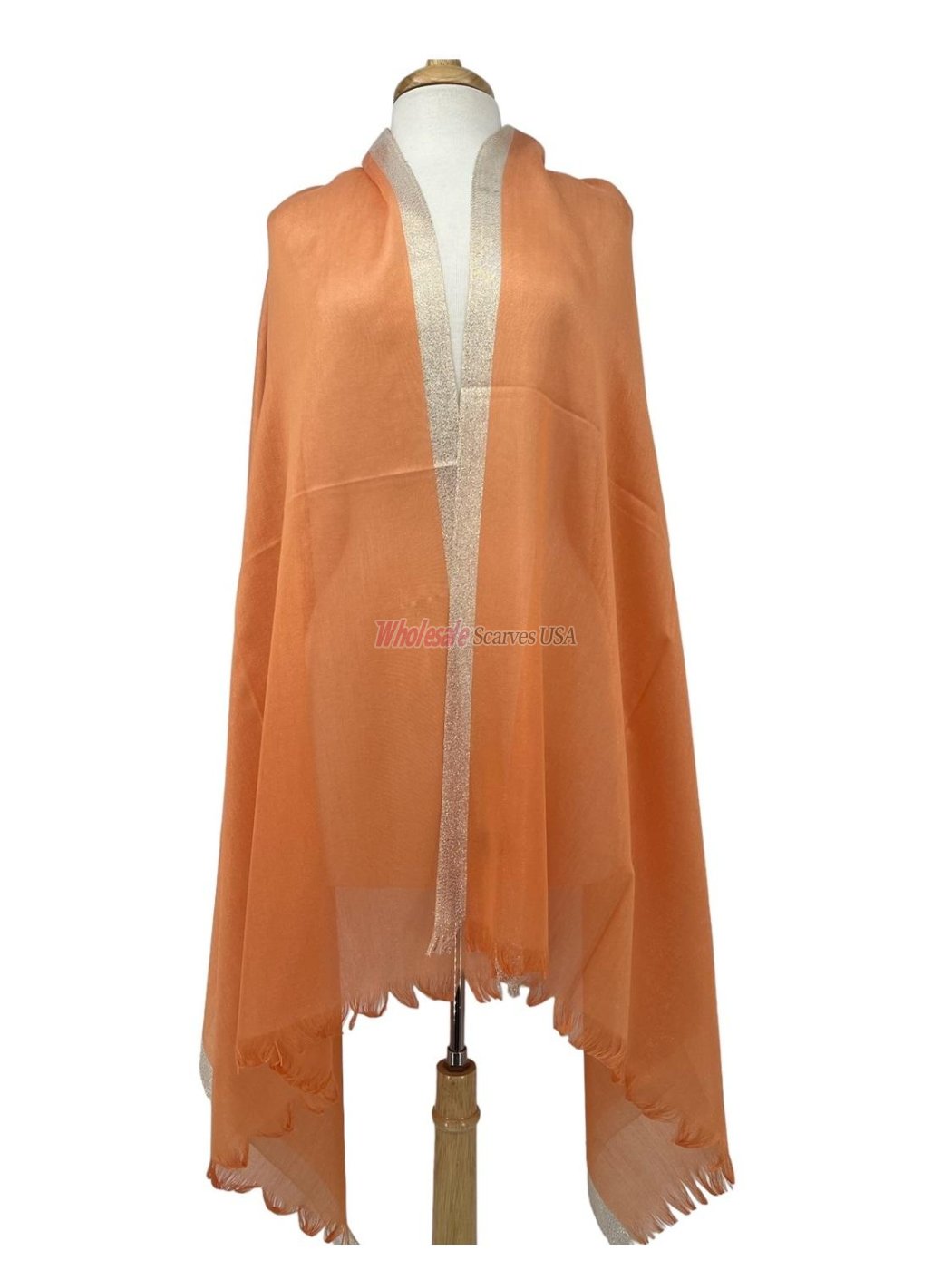 (image for) Gold Zari Border Shawl 12-pack Orange