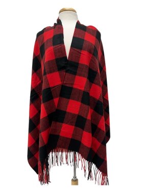 Cashmere Feel Buffalo check Shawl Red/Black