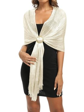 Sparkling Metallic Shawls and Wraps Champagne