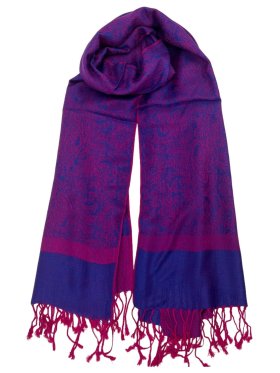 Paisley Jacquard Shawl Blue/Pink