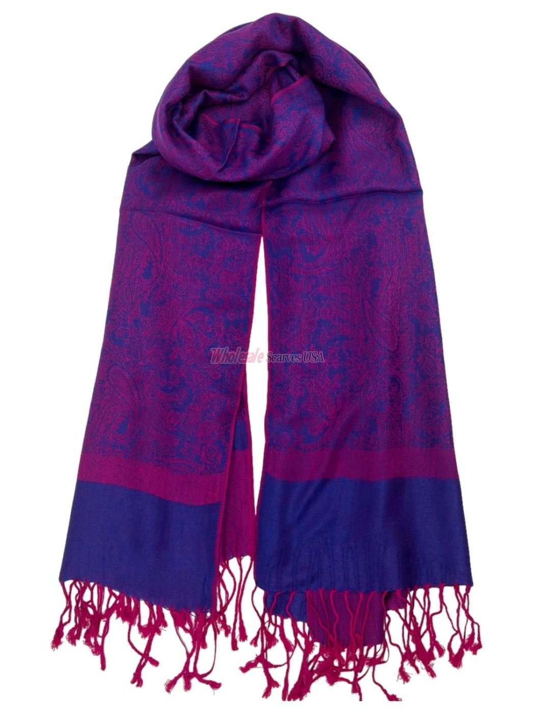 (image for) Paisley Jacquard Shawl Blue/Pink