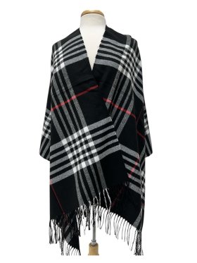 Cashmere Feel Shawl Black/White/Red